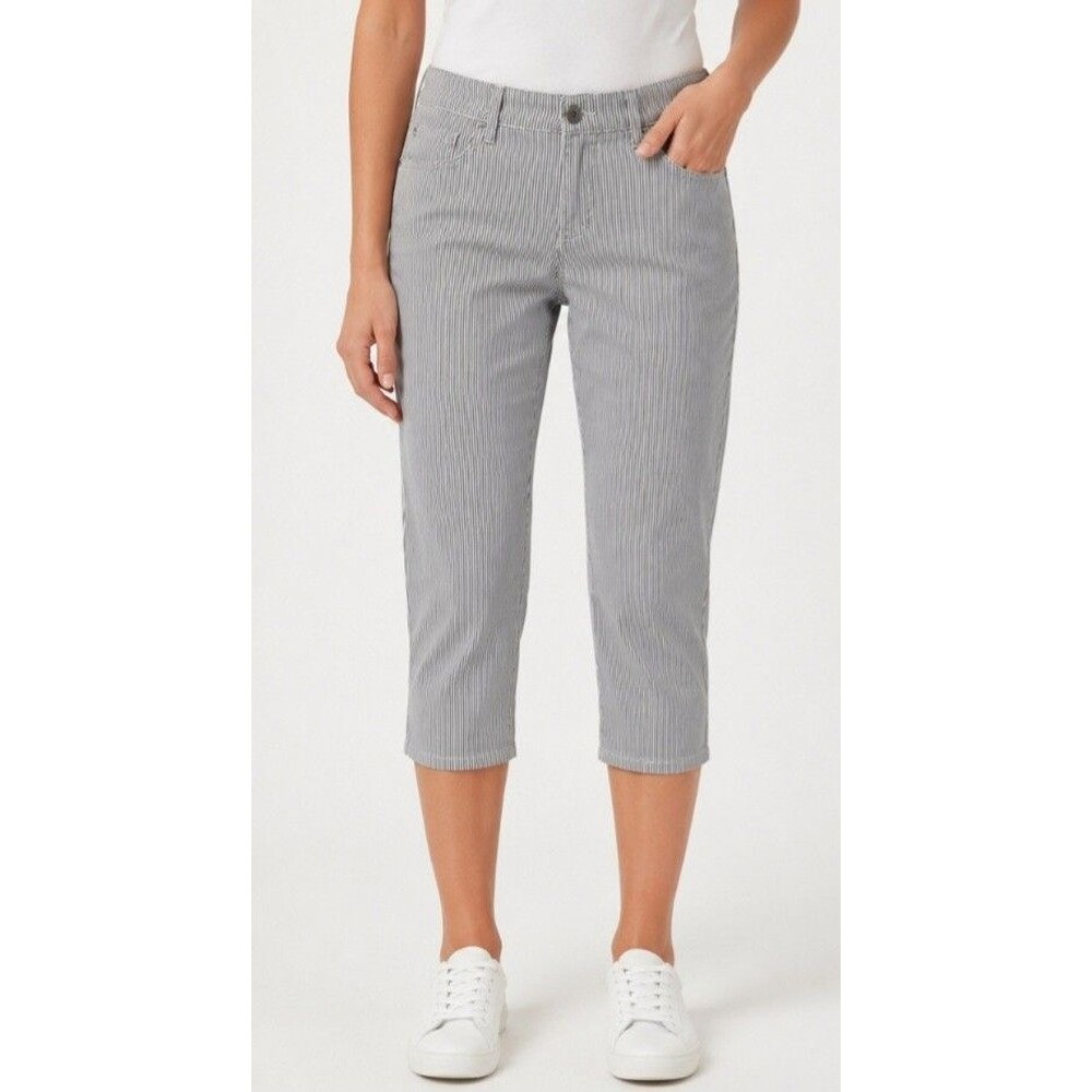 Charter Club Womens Capris Blue & White Pin Striped Bristol Capri Womens Sz 18